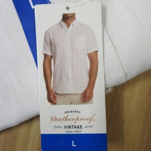 WEATHERPROOF VINTAGE Linen Blend Short Sleeve Shirt Mens L White Button Down NWT
